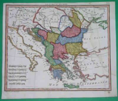1806 ORIGINAL MAP ROMANIA BULGARIA SERBIA GREECE HUNGARY MOLDAVIA UKRAINE BOSNIA - Image 1 of 4