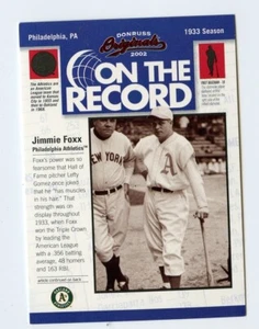 E953 JIMMIE FOXX 2002 DONRUSS ORIGINALS ON THE RECORD RUBY 23/800 OR-2 RARE SP - Picture 1 of 2
