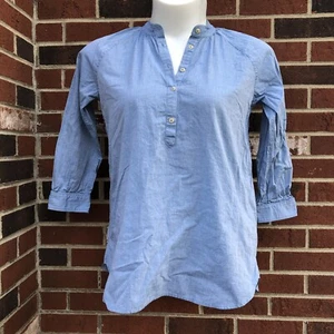 J Crew klassisches blaues Damenhemd Bluse mit halbem Knopf Größe Small Popover - Bild 1 von 6