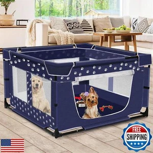 Puppy Playpen, 43.3x43.3 Inch Large Dog Play Pen for Small Pets Cats with Zip - Picture 1 of 5
