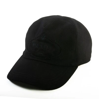 Prada Black Wool Panno Cappelli Baseball Cap 28334 Foto 1 de 4