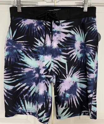 Nuevo con etiquetas No Boundaries talla 28 negro azul púrpura tie dye bañador para hombre Foto 1 de 4