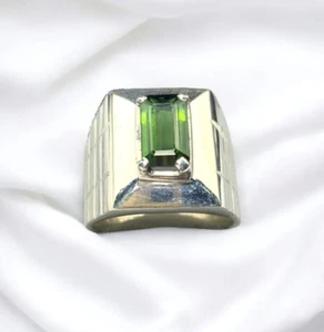 Natural Green Tourmaline Silver 925 Ring Mens Womens  Tourmaline Cute Gift Band - Picture 1 of 4
