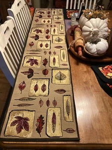 Fall Autumn Leaves Tapestry Table Runner 70"X 13" - Picture 1 of 4