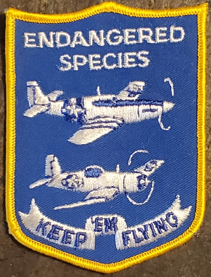 Vtg Endangered Species Keep ‘Em Flying Military Airplanes Sew-On Patch COLOR ORG - Image 1 of 2