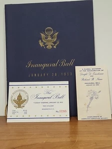 Boleto 1953 Dwight Eisenhower bola inaugural inauguración programa en relieve Nixon - Imagen 1 de 11