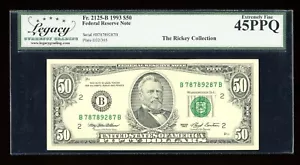 DBR 1993 $50 FRN New York Fr. 2125-B Legacy 45 PPQ Serial B78789287B - Picture 1 of 2