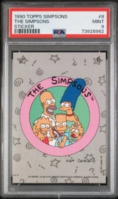 THE SIMPSONS Family 1990 Topps Simpsons Sticker #8 PSA 9 Mint * ICONIC RC - Image 1 of 2