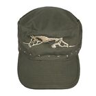 Cap Hat Two Horses Ladies Khaki With Cream Embroidery And Studs Adjustable