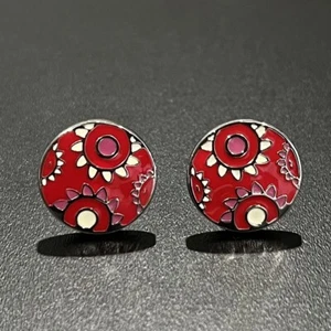 Floral Cufflinks Flower Pattern Round Cuff Links With Box - Picture 1 of 6
