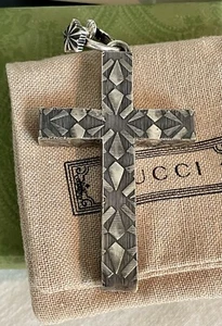 GUCCI Cross Single Drop Earring (could be pendant)925 Sterling Silver Made Italy - Picture 1 of 10