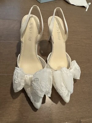 New Bella Belle Francesca Size 8 Lace Slingback Shoes With Bow - Image 1 of 4