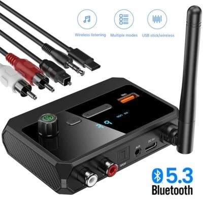 Bluetooth 5.3 Home Stereo Audio Receiver AUX USB Optical HD Music to RCA Adapter - Image 1 of 4