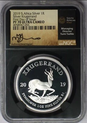 2019 PF70 S. Africa Krugerrand NGC - SA Mint Tumi Tsehlo Signed - FDI - Image 1 of 2