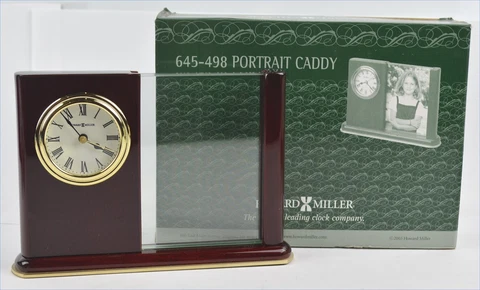 Howard Miller Portrait Caddy Two 3.5" x 5" Photos Rosewood Finish Quartz Clock Cover