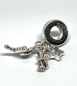 PANDORA Charm Sterling Silver ALE S925 GRADUATION TRIPLE DANGLE 2024 793240CZ - Picture 1 of 3