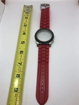 Reloj Fossil Piezas Usadas Caja Acero Inoxidable Banda Goma Rojo 22mm Bb414 Foto 1 de 4