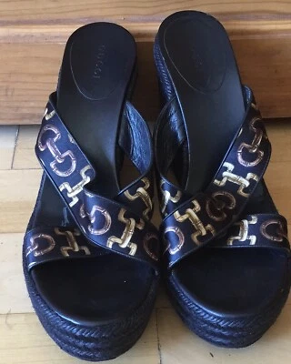 Alpargata Gucci Horsebit cuñas negras talla 10 Foto 1 de 4