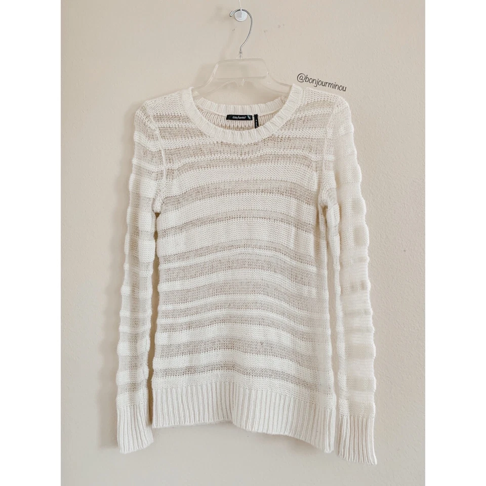 Acogedor Suéter a Rayas Tejido Semi Transparente Blanco Off Daisy Fuentes S  Foto 1 de 4