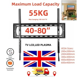 TV WALL BRACKET MOUNT SLIM FOR 40 42 50 65 70 75 80 INCH FLAT 3D LCD LED PLASMA - Picture 1 of 28