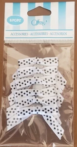 OFFRAY Accessories Pre-Tied Satin WHITE with BLACK Polka Dot Mini Bows – 6 pcs - Picture 1 of 2