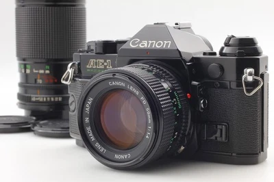 2lens [Near MINT] Canon AE-1 Program 35mm Film Camera Black NFD 50mm f/1.4 JAPAN - Image 1 of 4