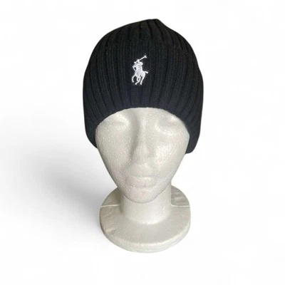 NWT Men's Polo Ralph Lauren Signature Pony Wool-Blend Beanie Black - Image 1 of 4