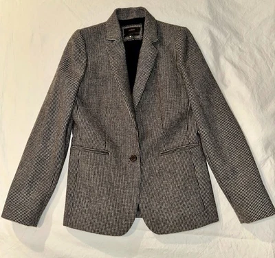 J. Crew Women’s blazer houndstooth plaid Check navy gray jacket size 8 tall - Image 1 of 4
