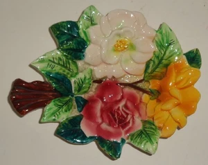 Vintage Floral Trinket Dish Hand Painted Art Pottery MCM Italy Majolica Style - Picture 1 of 9
