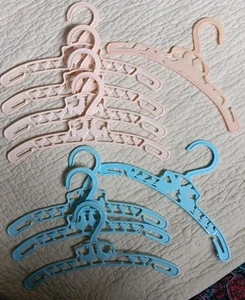 Lot of 9 Plastic Vintage Baby Clothes Hangers 7 Chickens 1 Bunny 1 Babies - Picture 1 of 6