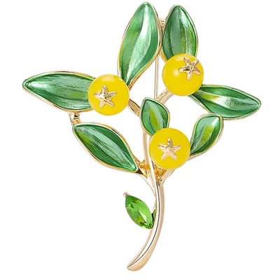 Broche Floral Amarillo Esmalte Hoja Prendedor Estrella Naturaleza Oro Acción de Gracias Joyería Regalo Foto 1 de 4