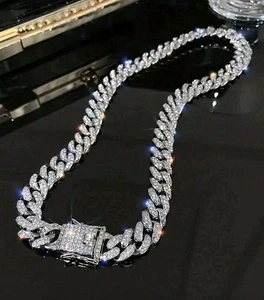 Collana CATENA Luccicante TEMPESTATA DI STRASS 55cm - Foto 1 di 6