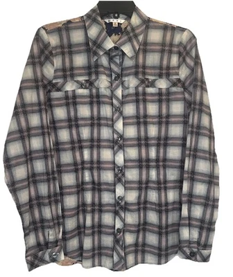 Blusa Top Cabi Para Mujer Festival A Cuadros Floral Espalda Botón Delantero Manga Larga Talla M Foto 1 de 4