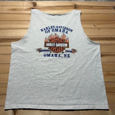 Vintage Y2K 2001 Harley Davidson Omaha Nebraska American Flag Biker Tank Top XL - Image 1 of 4