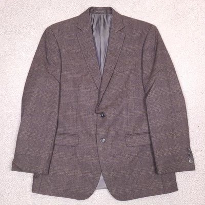 Мужской шерстяной коричневый клетчатый корпоративный спортивный костюм куртка Calvin Klein Blazer 42R - Изображение 1 из 4