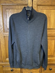 Maglione uomo Banana Republic 100% lana merino zip davanti grigio medio - Foto 1 di 8