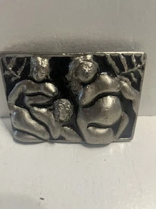 - Vintage 70er Jahre Messing Akt Frauen Abstrakte Kunst Gürtelschnalle - Bild 1 von 4