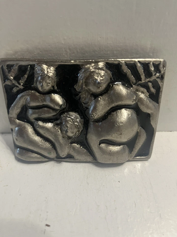 - Hebilla de cinturón arte abstracto vintage de latón para mujer desnuda años 70 Foto 1 de 4