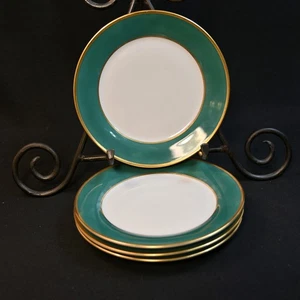 Tirschenreuth 4 Bread & Butter Plates 6" Shannon #2046 Green w/Gold 1938-1969 - Picture 1 of 13