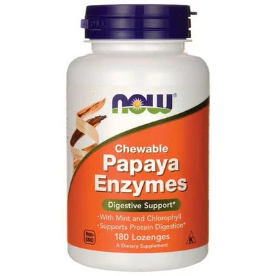 Enzimas de papaya masticables NOW Foods 180 oz Foto 1 de 2