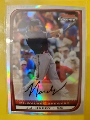 2008 Bowman Chrome Refractor #150 J.J. Hardy - Milwaukee Brewers - Image 1 of 2