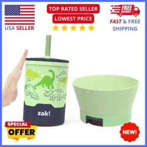 Toddler Feeding Set (2Pc) - Zak Designs Dino Camo Mighty Mug & Bowl -Spill-Proof - Picture 1 of 10