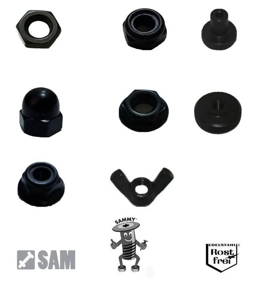 Schwarze Muttern Edelstahlmutter Edelstahl A2 SCHWARZ M1,6-M10  - Bild 1 von 1