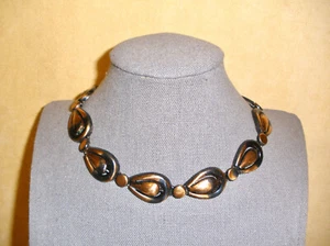 Schöne Vintage Teardrop Link Kupfer Halskette mit Original Patina - unsigniert - Bild 1 von 6