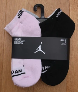 Air Jordan 6 Pair Cushioned No-Show Socks ~ Pink, Gray, Black & White ~ Size S - Picture 1 of 4