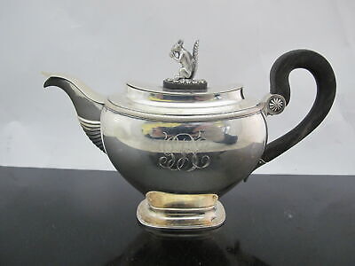 Antique Sterling Silver FRENCH Teapot With Wood Handle SQUIRREL Finial • 894.92$