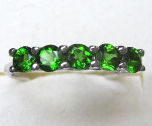 Chrome Diopside Five-Stone Ring / size 8 / 925 Sterling Silver / 1.25ct - Picture 1 of 5