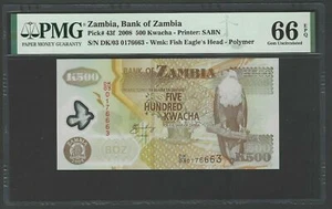 Zambia 500 Kwacha 2008 P43f Uncirculated Graded 66 - Picture 1 of 2