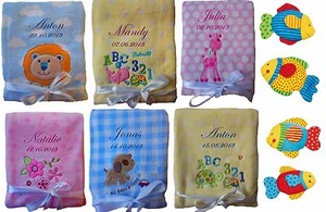 Baby Blanket Embroidered with Name + FREE Rattle Kids Blanket Fleece Baby Blanket - Picture 1 of 8