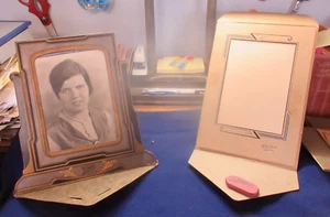 2 Vintage 1920s Photograph Art Deco Cardboard Standing Picture Frames - Picture 1 of 11